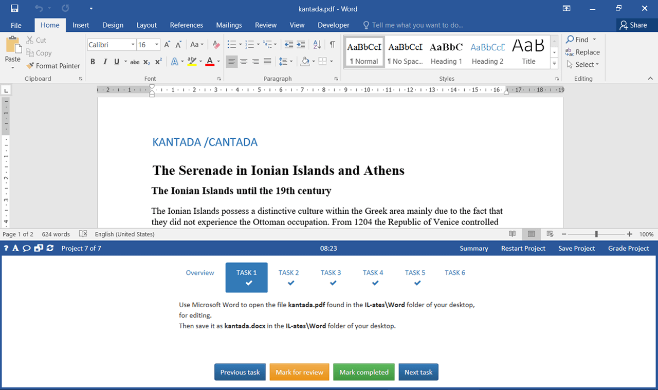 microsoft word 2016 test