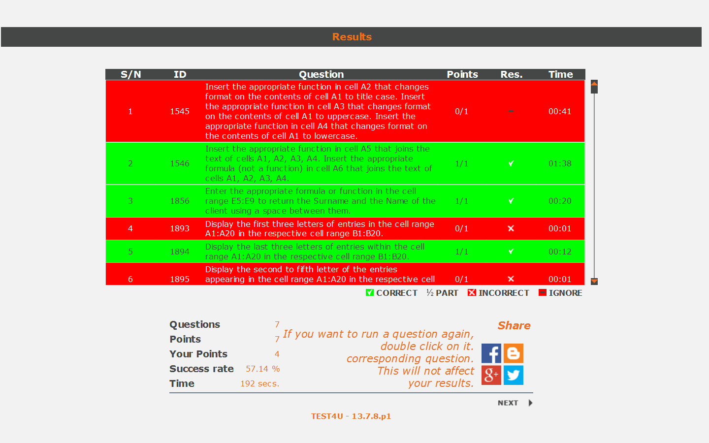 microsoft excel spreadsheet test